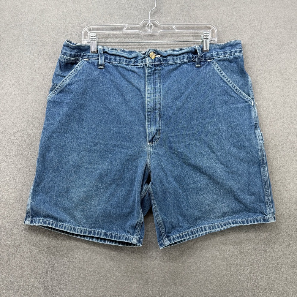 Carhartt Mens Blue Denim Carpenter Shorts Utility Workwear 37 Waist